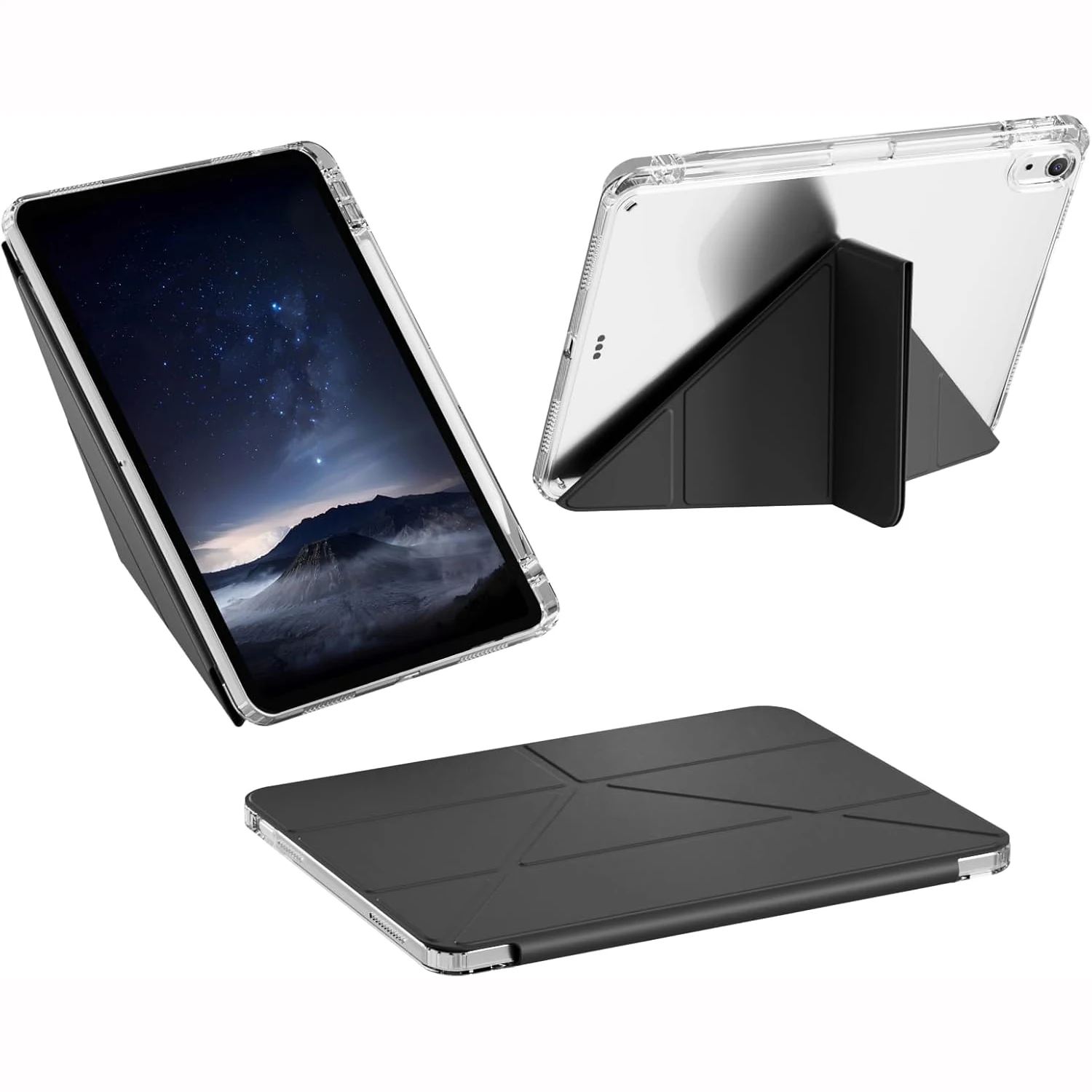 

3+Y-fold Flip Clear Cover For iPad Air 4 5 6 7 11 For Air 2 9.7 Pro 11 Mini 6 7 Start Case For 10th 11th Gen 2025 7/8/9 10.2