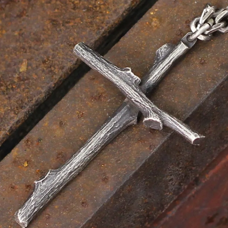 

Buyee 925 Sterling Silver Cross Pendant Chain Exquisite Branch Design Necklace for Men Women Fashion Fine Jewelry Chain Gift