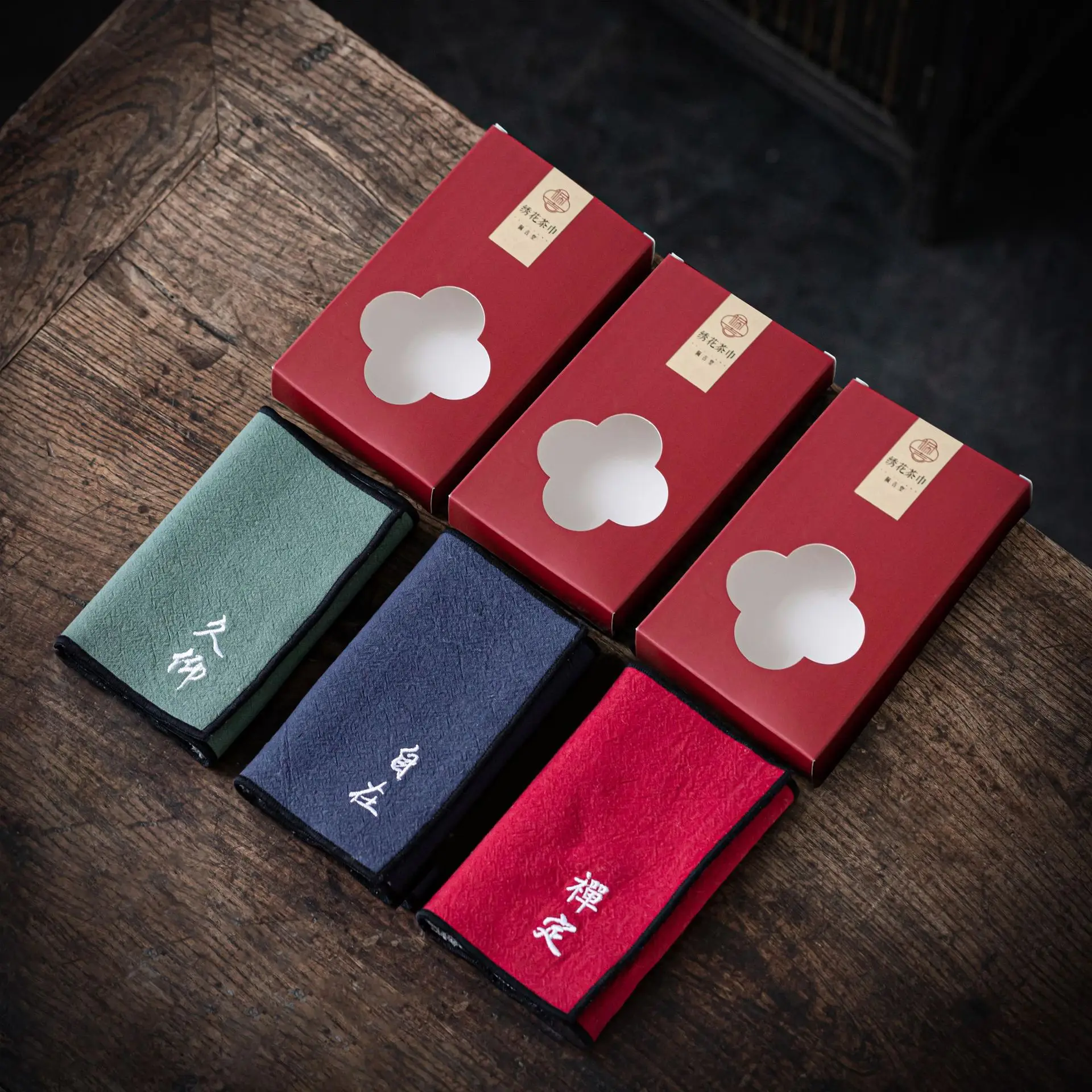 Tea Towel Water Absorbent Lint Free Premium Cotton Linen Simple Embroidery Zen Gongfu Tea Cloth Tea Ceremony Accessories