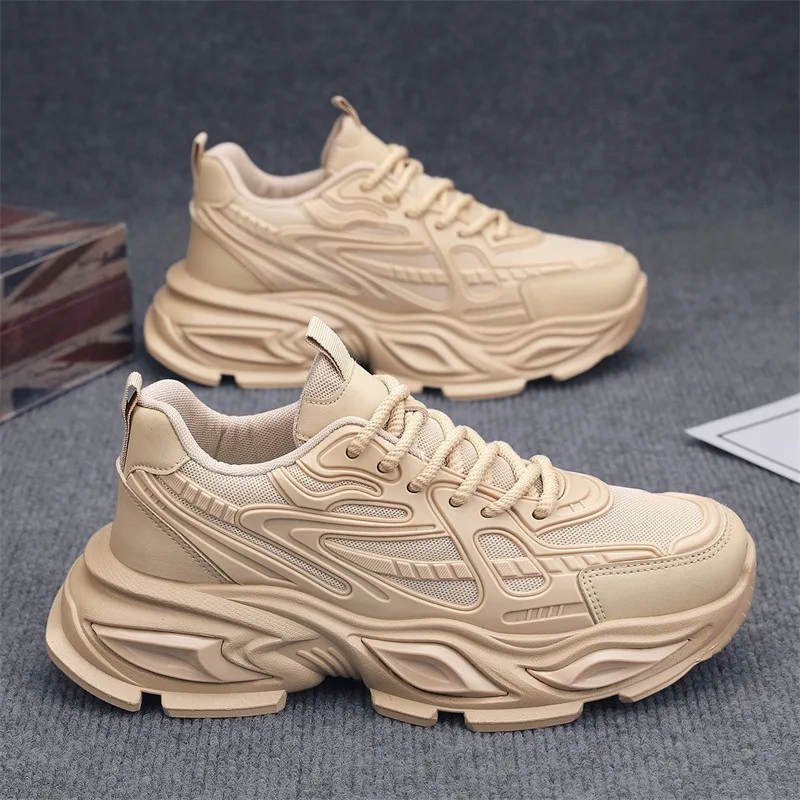 

Мужские дышащие сетчатые спортивные кроссовки на толстой подошве для увеличения роста, модные универсальные повседневные кроссовки для бега в стиле «папины туфли»