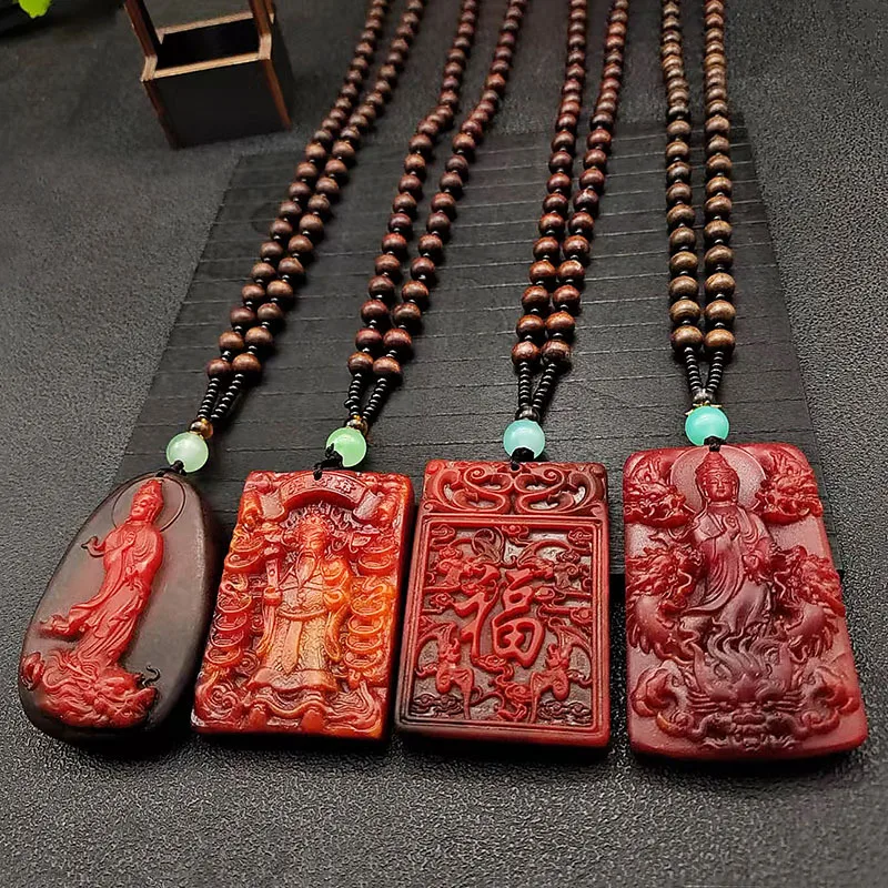 

Cz gray amber landscape brand guan gong pendant resin dragon and phoenix brand god of wealth safe buckle pendant