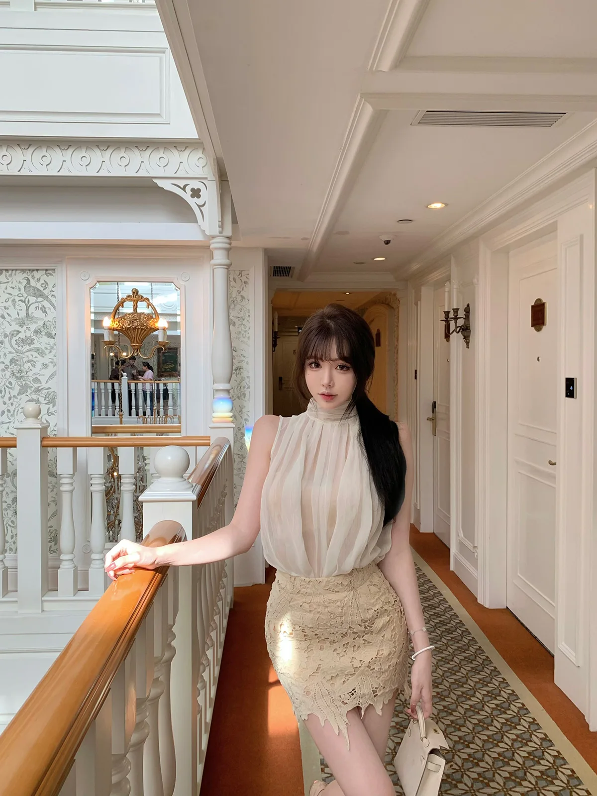 

Летний женский топ Liuu Korean Sle Lace Me с цветочной 3D-вышивкой и юбка А-силуэта с завышенной талией для повседневной носки