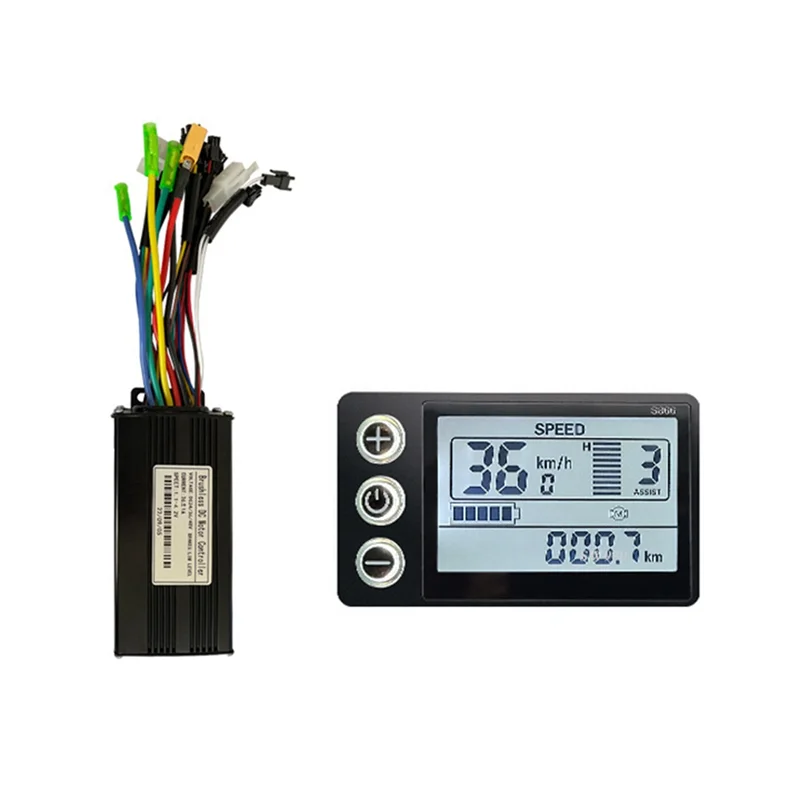 36/48V E-Bike Sine Wave 26A 500/750W SM Three Mode Brushless Controller with S866 Display for Electric Bicycle Tricycle