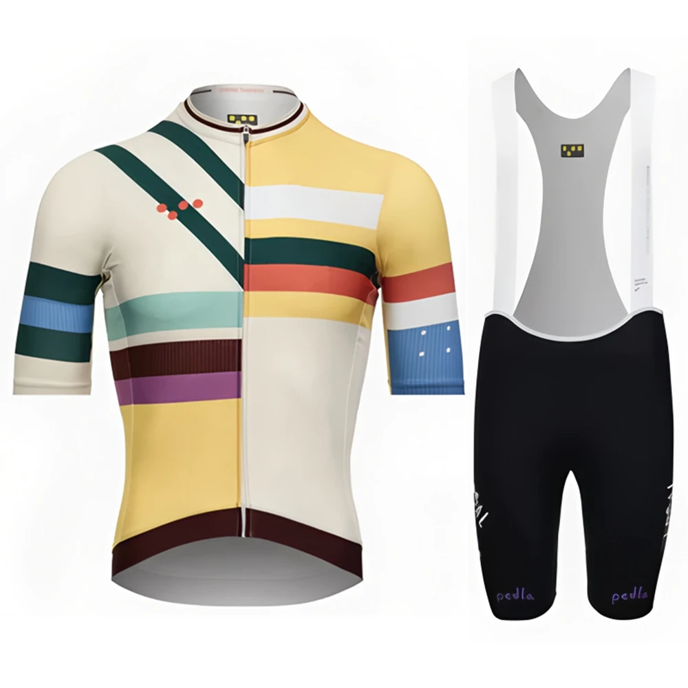Ensemble de maillot de cyclisme rétro classique pour hommes, manches courtes, short à bretelles, vêtements d'équipe en plein air, course de club, été