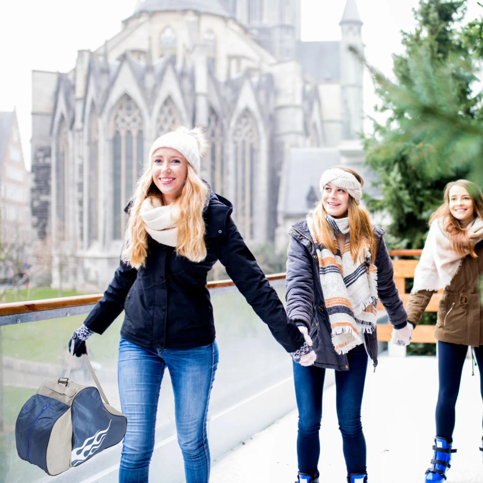 

Durable Triangle Roller Skate Bag Heavy Handle Portable Carrying Storage for Inline Skates Roller Skates Kids Ice Skate Backpack