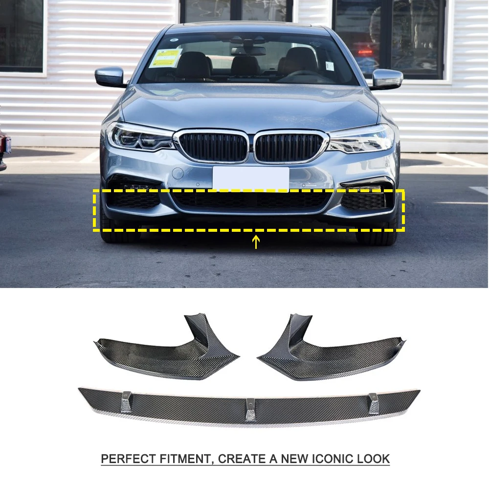 Carbon Fiber Car Front Bumper Lip Spoiler Splitter For BMW 5 Series G30 G38 M Sport 2017 2018 2019 Car Sticker Spoiler 3PCS/SET