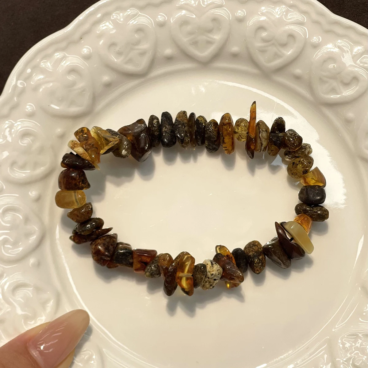 Natural Amber Multi Treasure Shaped Crushed Stone Bracelet Amber Beads Gravel Reiki Bracelets Bangles for Women Girls