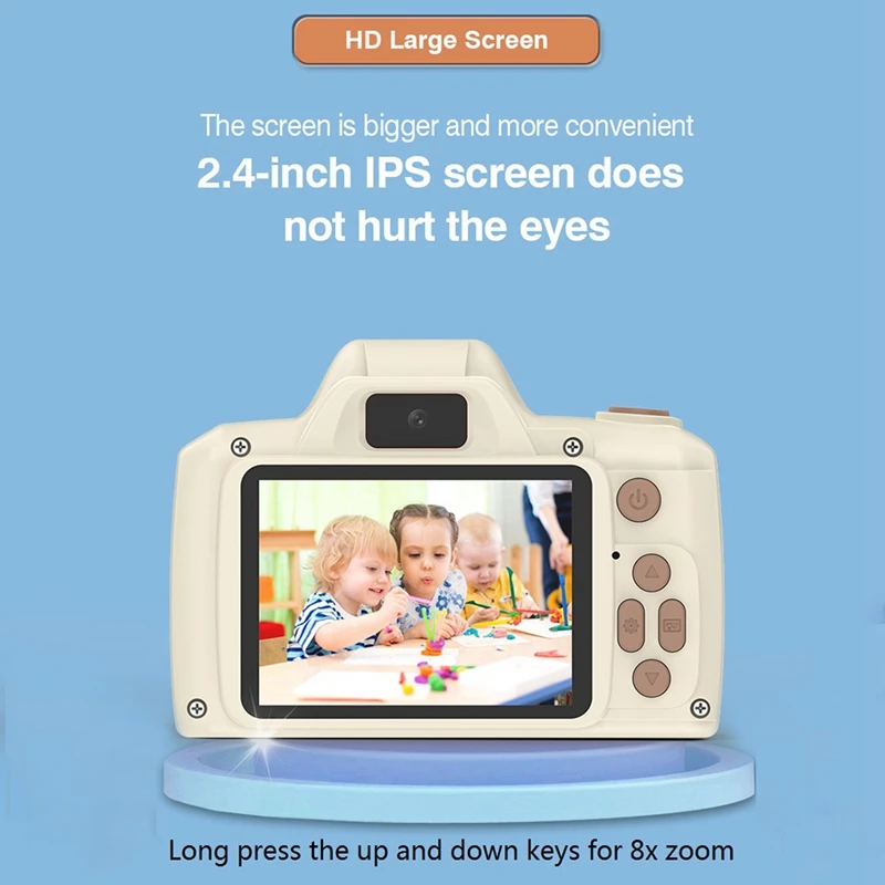 H10 Children Camera 2.4 Inches IPS Large Screen Long Lens Photo Video Game 1080P 48MP Dual Camera, Easy To Use Pink