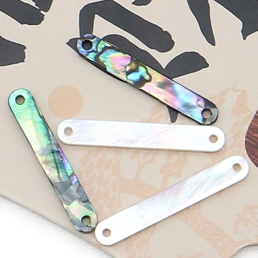 Natural White/abalone Shell Pendent Long Strip-shaped Double-hole Connectors DIY Exquisite Semi-finished Necklace Accessories