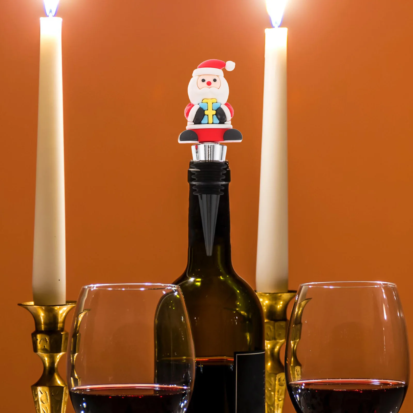 

4Pcs Christmas Wine Bottle Stoppers Reusable Xmas Party Accessories Sealed Vacuum Plug Decorative Beverage Bottle Stopper