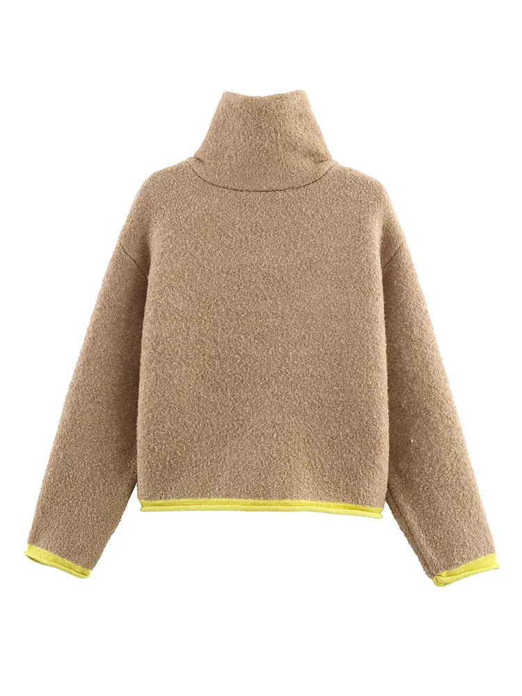 

Женская весенняя новинка: модная вязаная куртка с контрастными вставками, простая универсальная теплая куртка на молнии с декоративными карманами