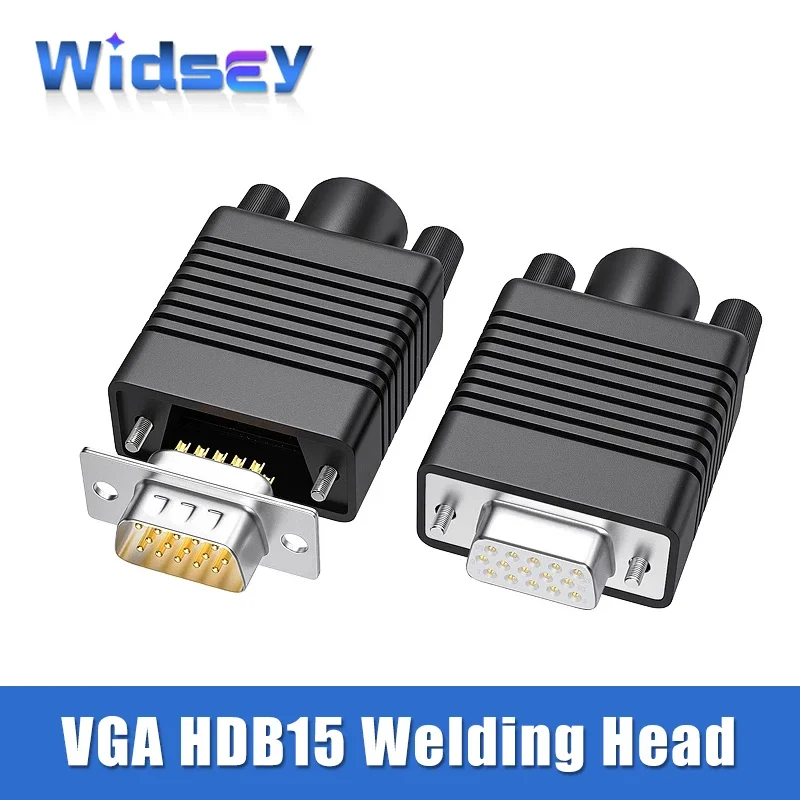 VGA HDB15 Solder Terminals Pure Copper Gold Plating Computer Video Connector 3 Rows of 15 Pins Solid Needle Host Monitor Plug