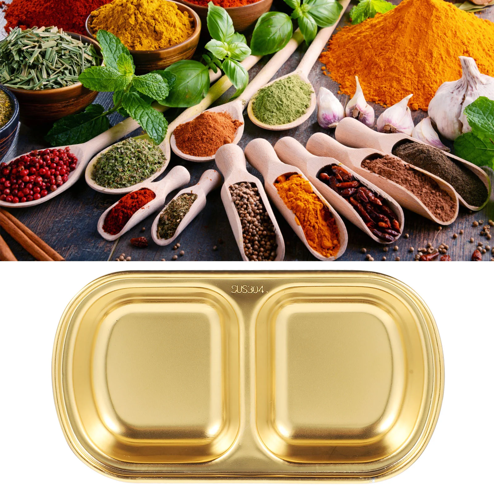 

2 Pcs Seasoning Dish Appetizer Plate Kitchen Gadget Compartment Sauce Bowl Double Grid Two