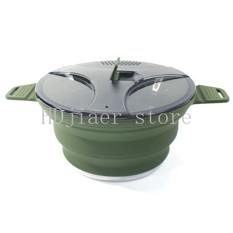 

Essential for outdoor activities: Silicone hiking cooking pot + stainless steel camping cookware, portable and easy to use