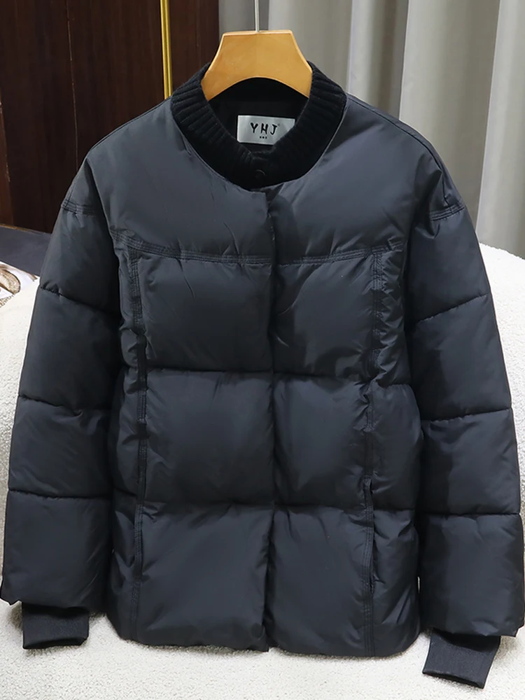 

Fashionable Short Knitted Cotton Jacket Women's Winter Outerwear Large Size Stand Collar Fake Two-Piece Stylish Top