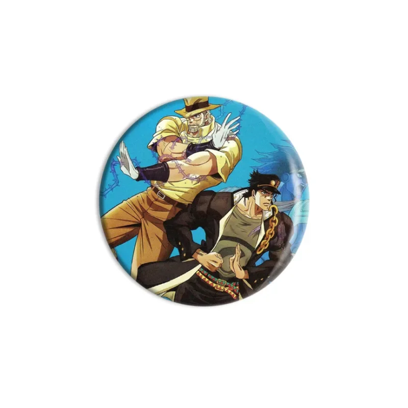 5.8cm High Quality Round Brooches Kujō Jōtarō Joseph Joestar Kakyoin Tenmei Figure Badge Creative Pin Collar Decor Collection