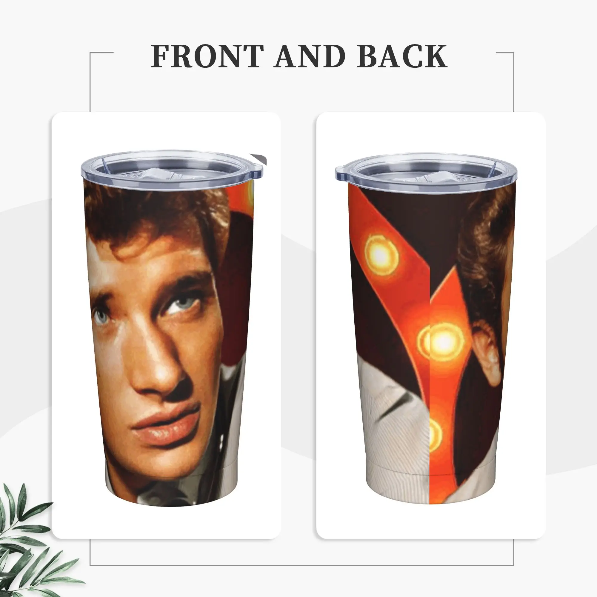 Johnny Hallyday Tumbler Vacuum Insulated Rock French Singer Coffee Cups Vacuum Flask Travel Outdoor Mugs Water Bottle, 20oz
