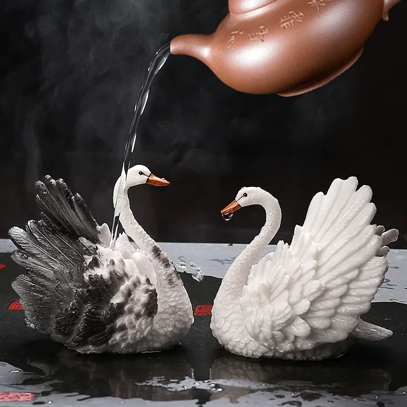 Tea pet color-changing swan tea tray pet boutique decoration creative personalized home tea table ornament
