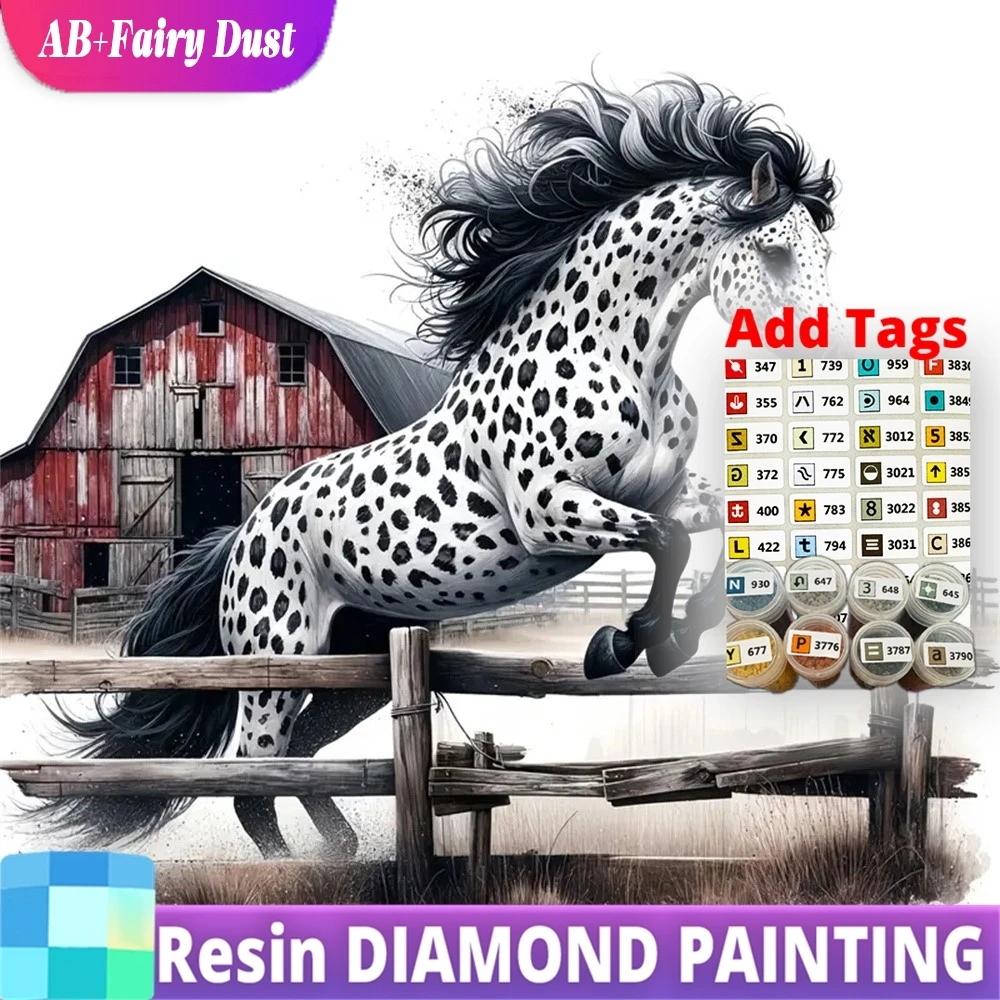 

Resin AB Fairy Dust Diamond Mosaic Horse Animal Full Square Round Painting House Cross Stitch Kits DIY Embroidery Handmade Hobby