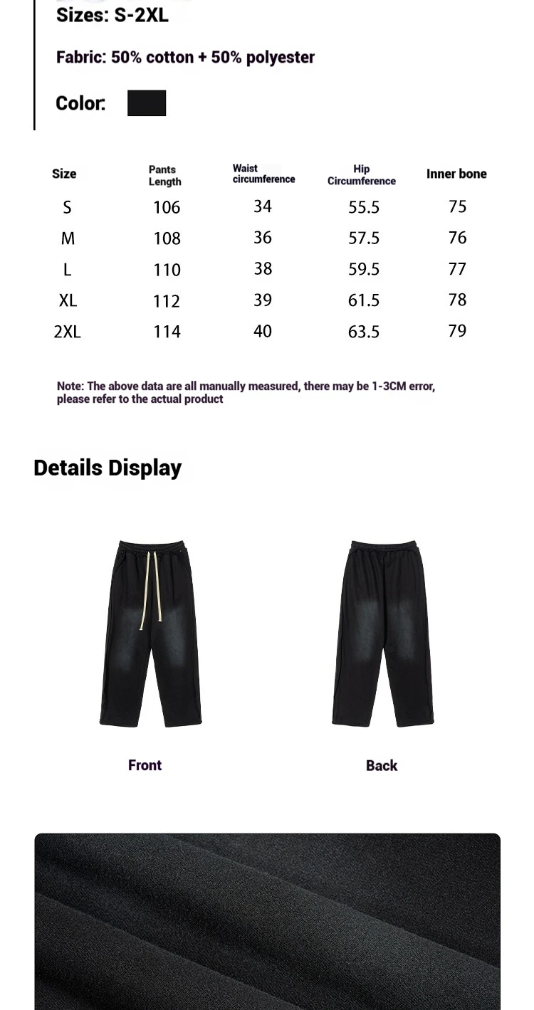 Mens American Street Trend Spray Wash Trousers High Quality Loose Fit Distressed Edge Patchwork Casual Pants