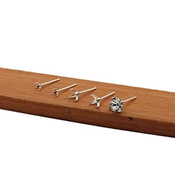 S925 Sterling Silver Blank Brinco Post Stud, 4 Chapeamento Garra com 2.5mm, 3mm, 4mm, 5mm, 6mm, 8mm Pad, DIY Fazer Jóias, 1 Par