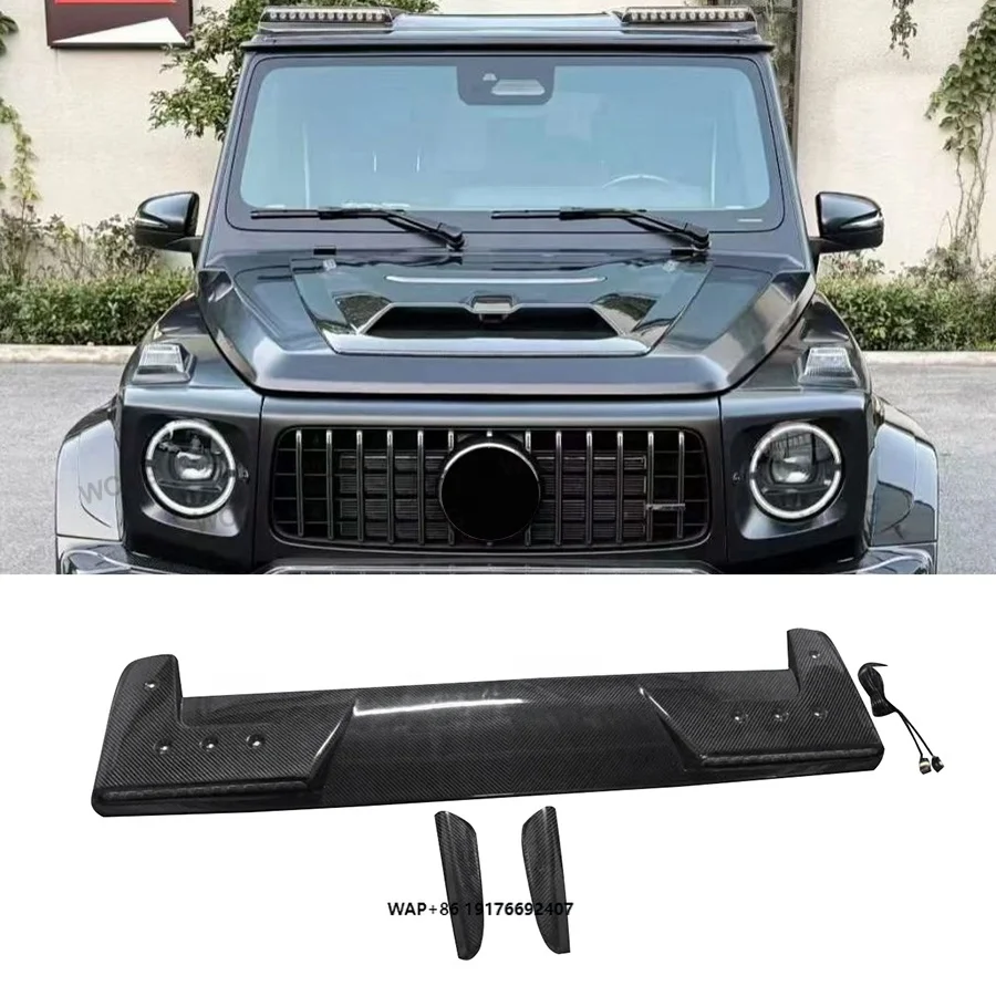 

B-S Style Dry Carbon Fiber Roof Wing forMercedes Benz G Class W465 G63 2025+Front Roof Spoiler With LED Light Car Body Kit