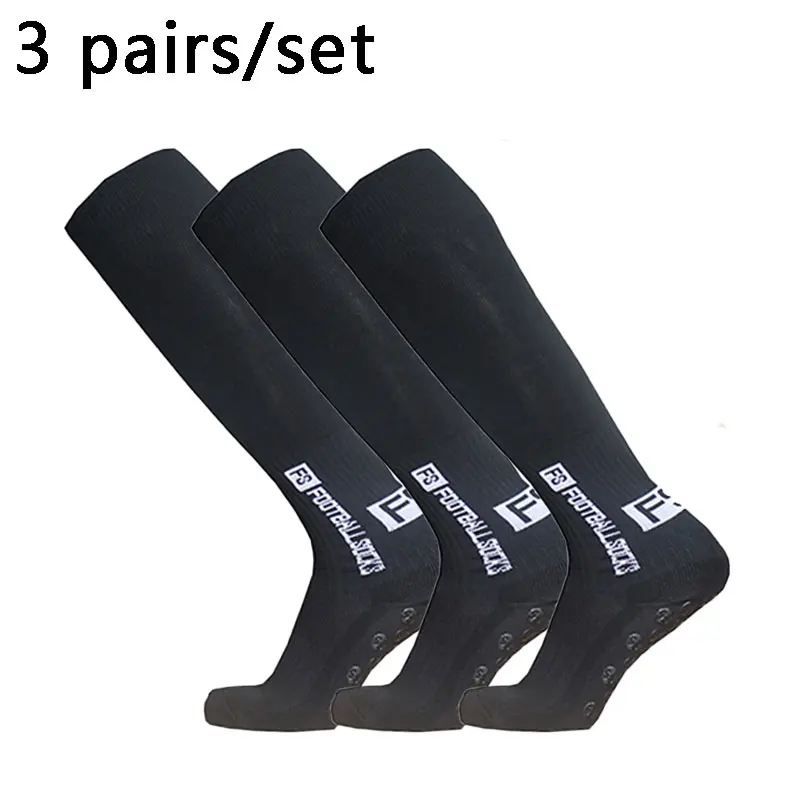 3pairs Men Women Long FS Football Socks Sports Round Silicone Non-slip Grip Soccer Sock