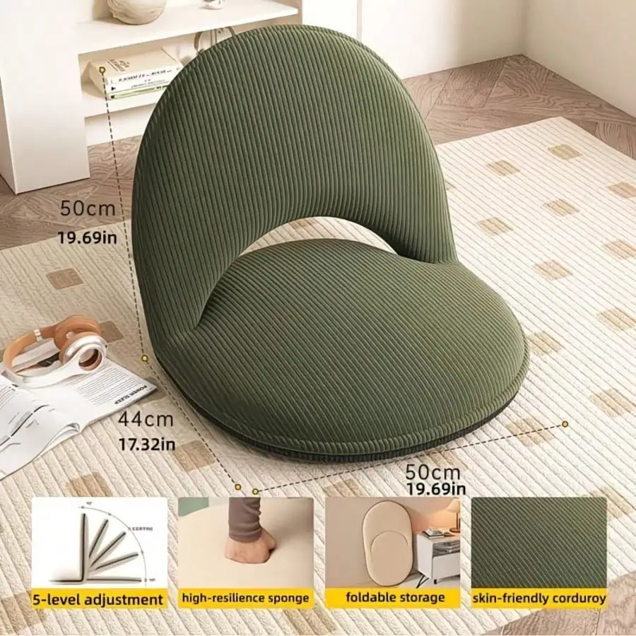 1pc Foldable Sofa Recliner, Ergonomic Lazy Sofa/Camping Stool With 5 Adjustable Levels, Suitable For Living Rooms, Bedrooms, Camping, Concerts, Adjustable Foldable Floor Chair, An Ideal Gift For Family