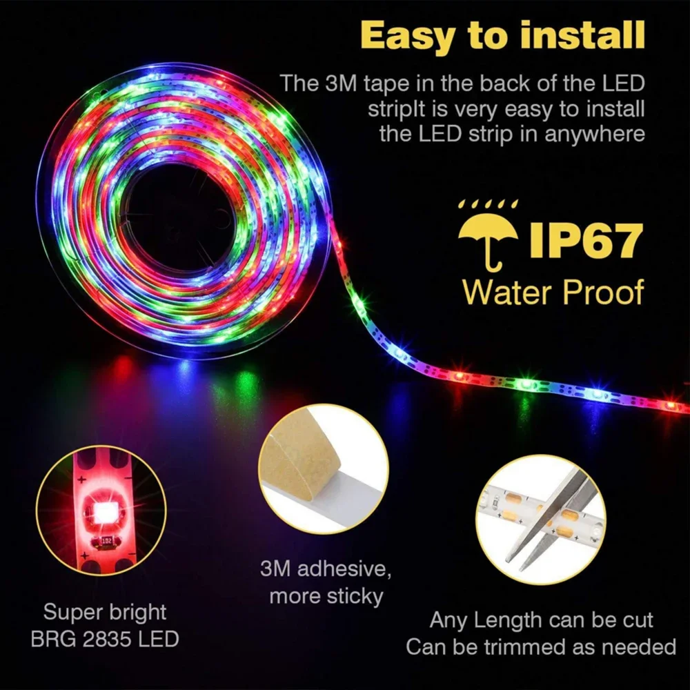 5M LED Light Solar Strip Flexible String lights 2 Modes ON/OFF Waterproof Light Strips Outdoor Garden Decoration lawn lamps