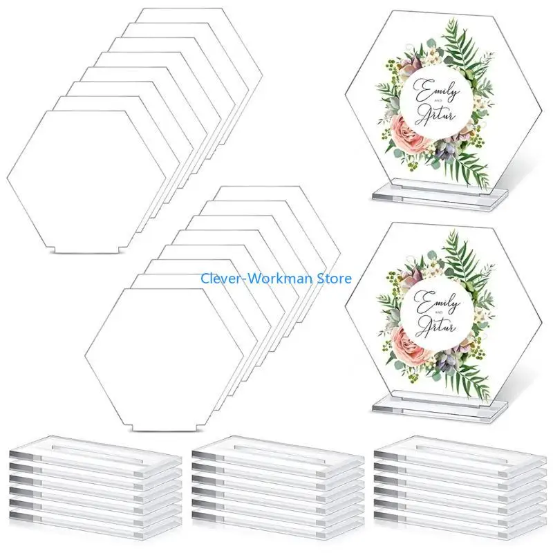 24TD 18 قطعة بطاقات وضع الاكريليك حامل شاشة لسطح المكتب حامل طاولة الزفاف الرقمية #1