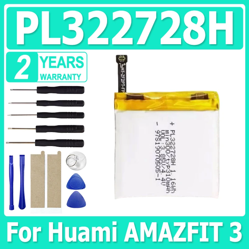 New PL322728H 322728H 3.8V 310mAh Battery For Huami Amazfit Stratos 3 + Free Tools