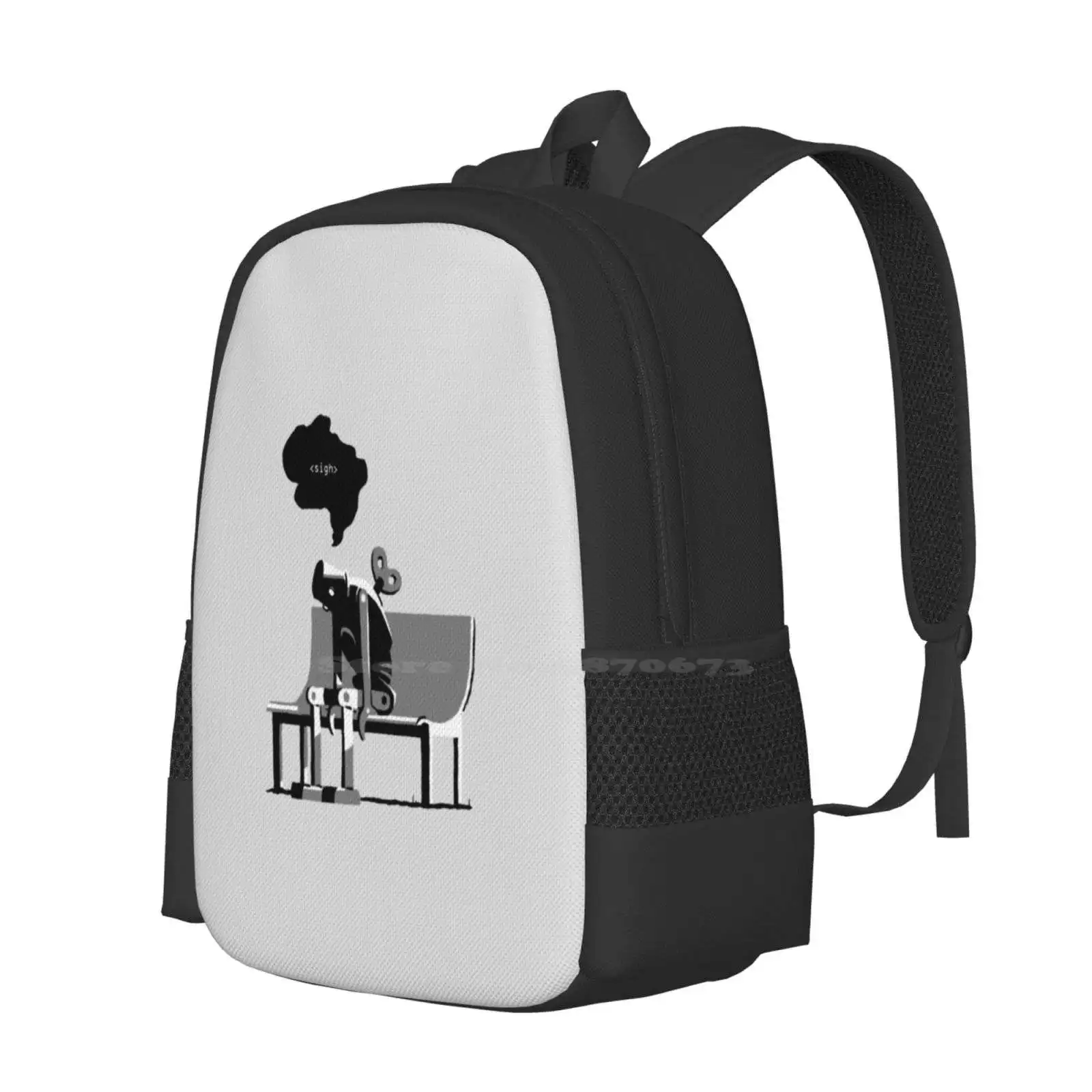 Automaton Blues Hot Sale Schoolbag Backpack Fashion Bags Retro Robot Contemporary Miserable Depressed Emo Android Automaton