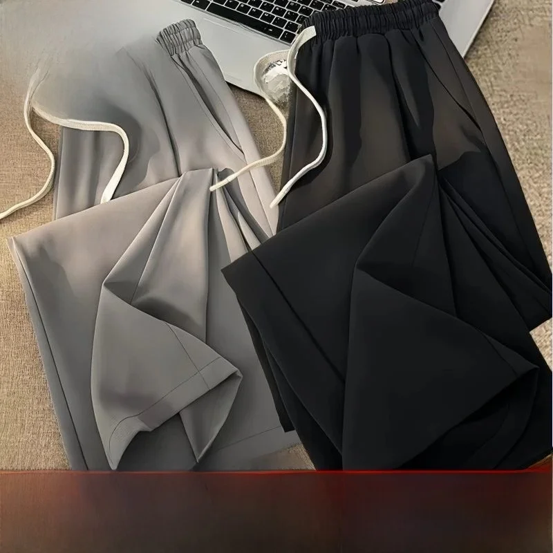 

Qui Dry Ice Silk Men's Summer Thin Straight Leg Loose Casual Pants Breathable Comfortable Spor Long Trousers Trendy Versa...