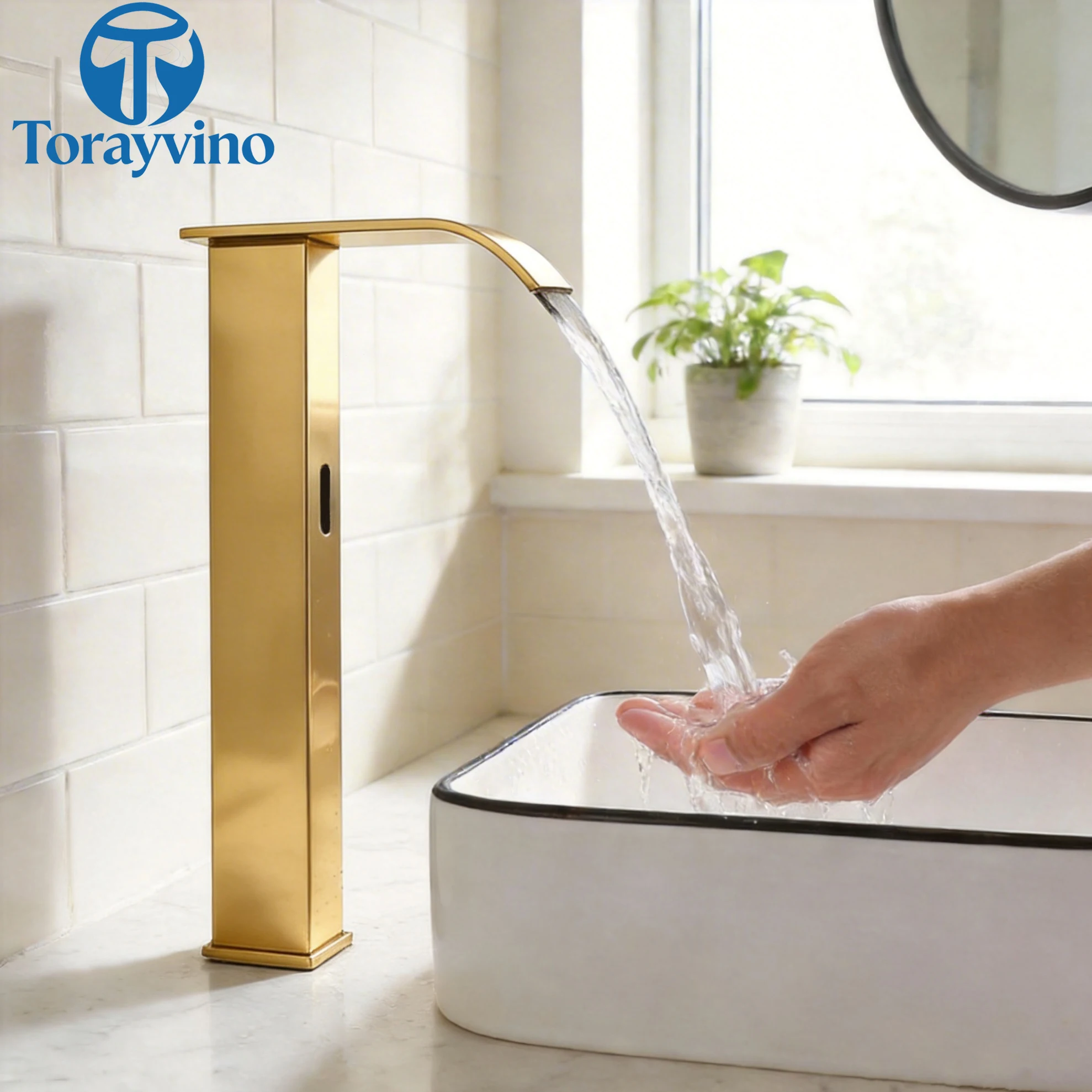

Torayvino Black Bathroom Basin Faucet accessories Automatic Sensor Hot Cold Water Tap Mixer Inductive Sensor Faucets and sinks