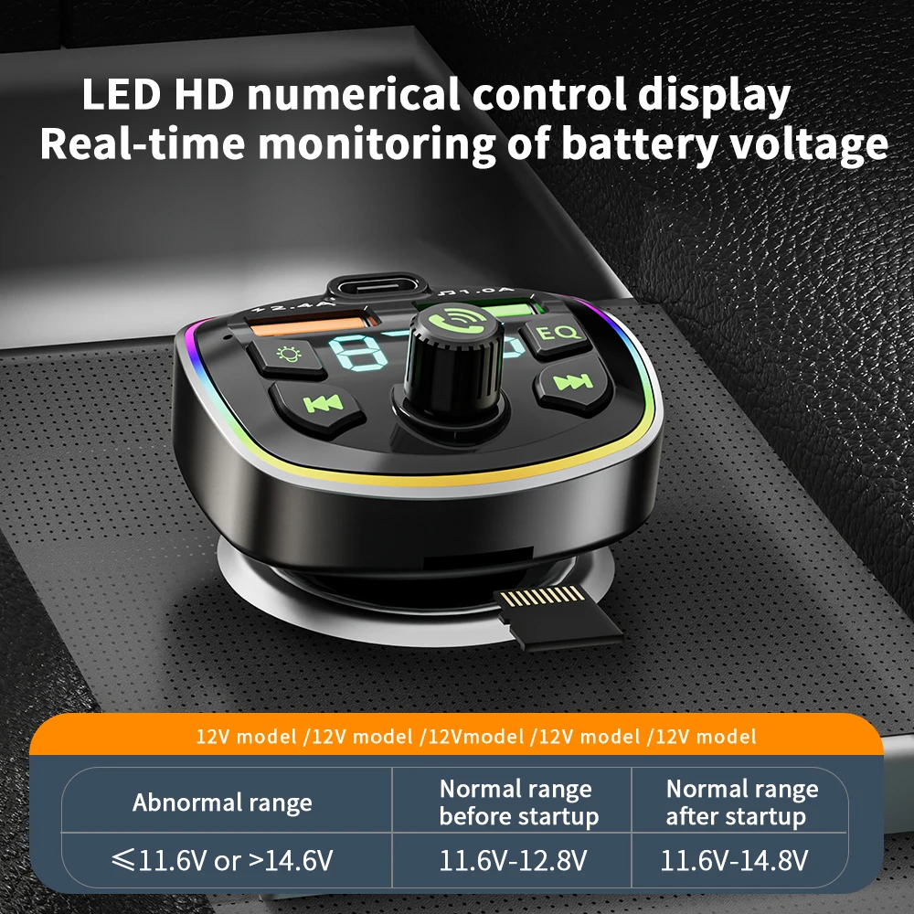 شاحن سيارة لاسلكي سيارة مشغل MP3 FM الارسال Bluetooth5.0 المزدوج USB ميناء PD شحن سريع الأيدي الحرة دعم TF بطاقة U القرص