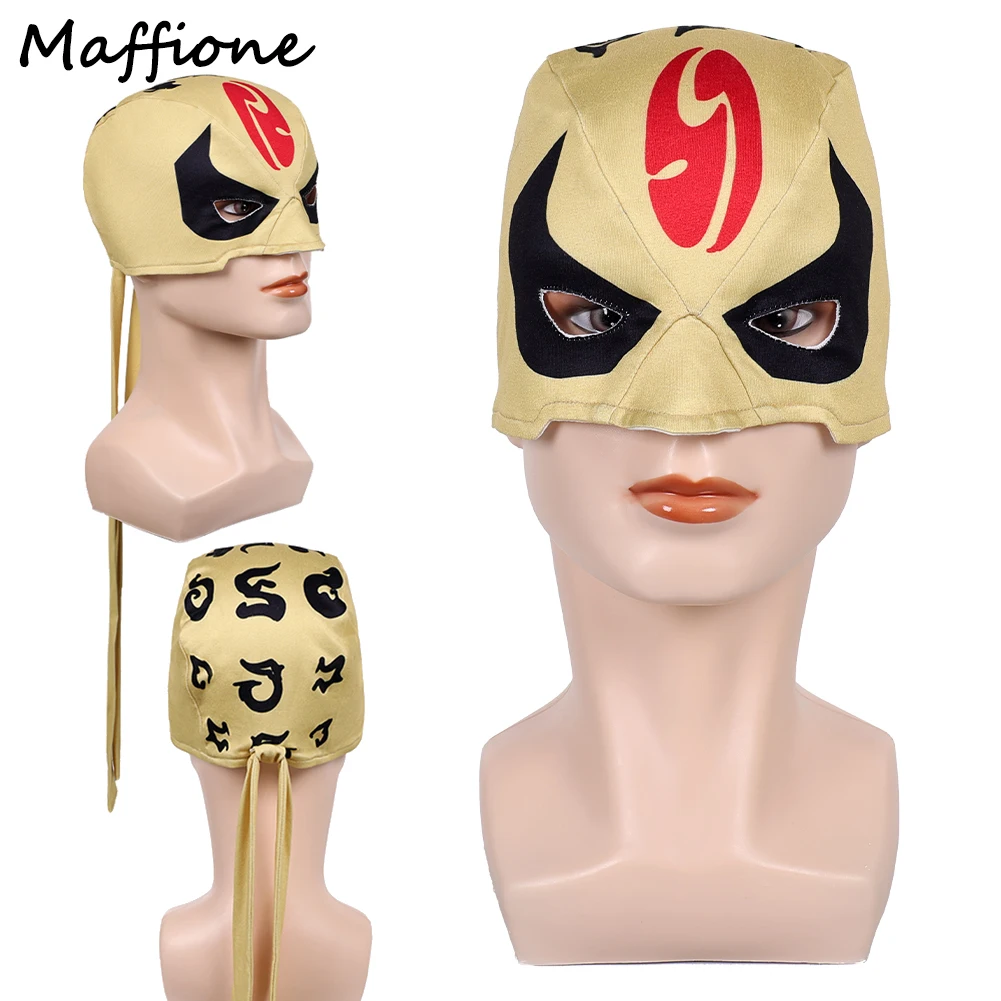 

Game Rivals Role Fist of Iron Cosplay Headgear Hat Costume Yellow Head Eye Covers Mask Outfits Men Disguise Props Halloween