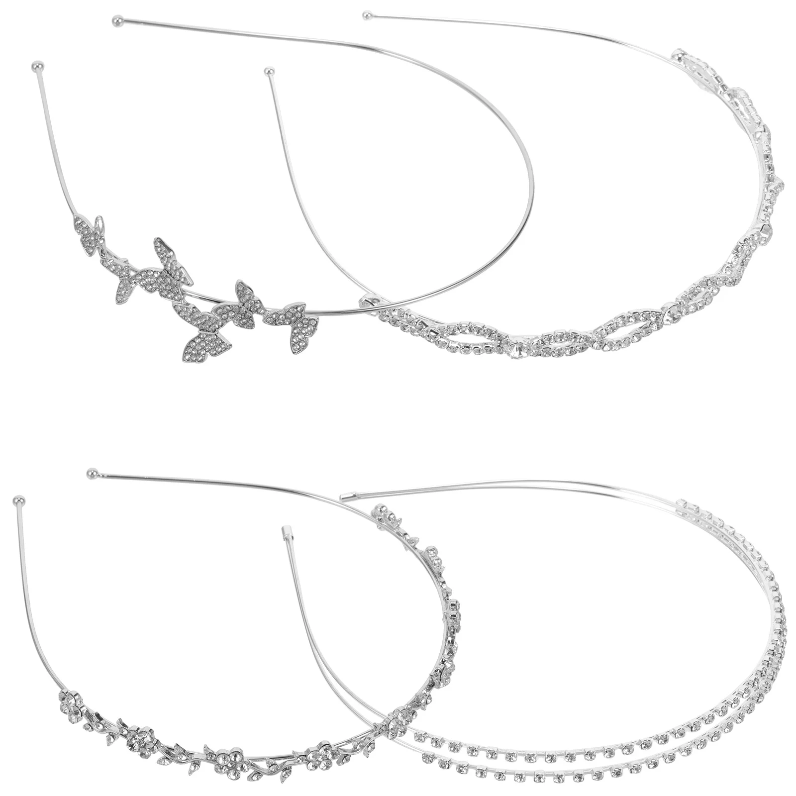 4 قطع من عصابات رأس الزفاف المصنوعة من حجر الراين واللؤلؤ للنساء وإكسسوارات تصفيفة الشعر خفيفة الوزن للحفلات للعروس #4