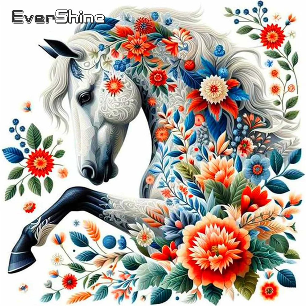 Evershine Diamant Malerei Pferd Kreuzstich Diamant Mosaik Tier Strass Bild 5D DIY Stickerei Blume Wandkunst