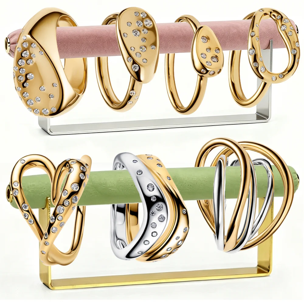 2026 New 925 Silver Hot Selling Gold Love Heart Multi Loop Wrapped Couple Ring Display Tool DIY Exquisite Charm Jewelry Gift