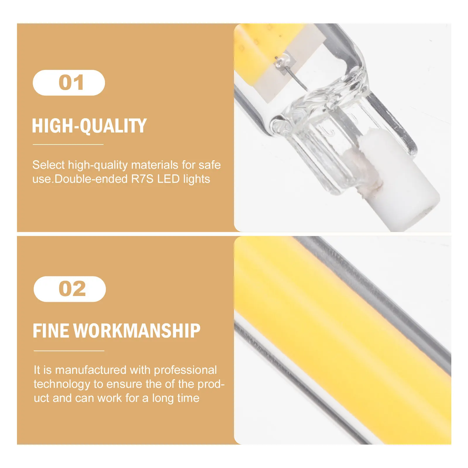 

1 шт. светодиодная горизонтальная двухсторонняя лампа 118 мм со стеклянной трубкой, замена галогенной лампы, для прожекторов, систем безопасности и освещения мастерских