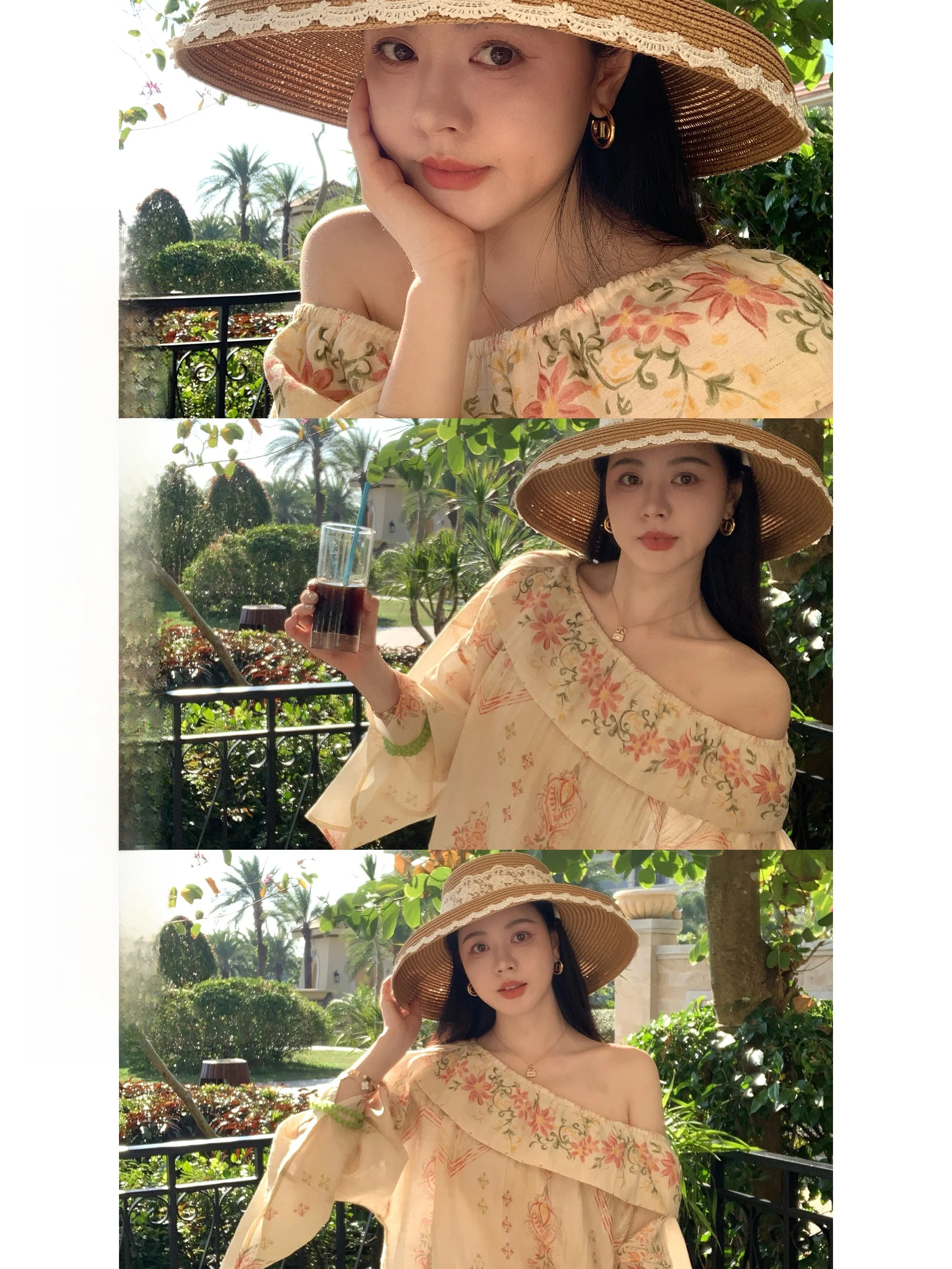 

Eees Gentle Tiancai Silk Linen Loose Vaion Sle Printed One oulder Wide Leg Pants Casual Loose Fit Women's irt