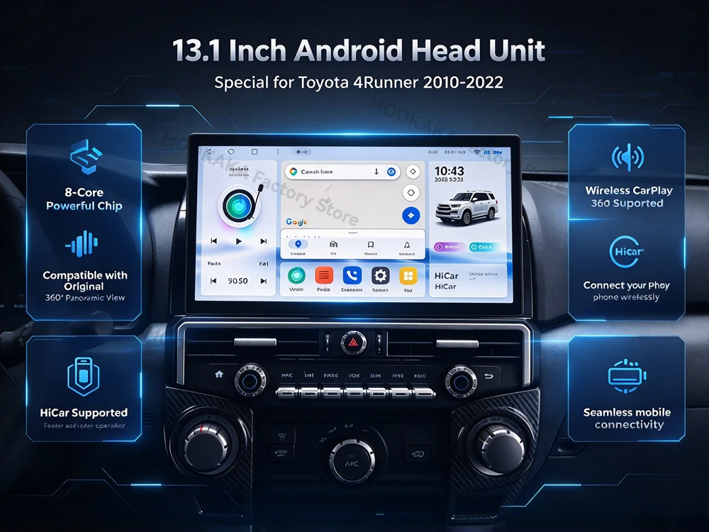 Android Car Stereo For Toyota 4 Runner 2010~2022 Wireless CarPlay Android Auto GPS Navigation BT WiFi Car Multimedia Player Unit