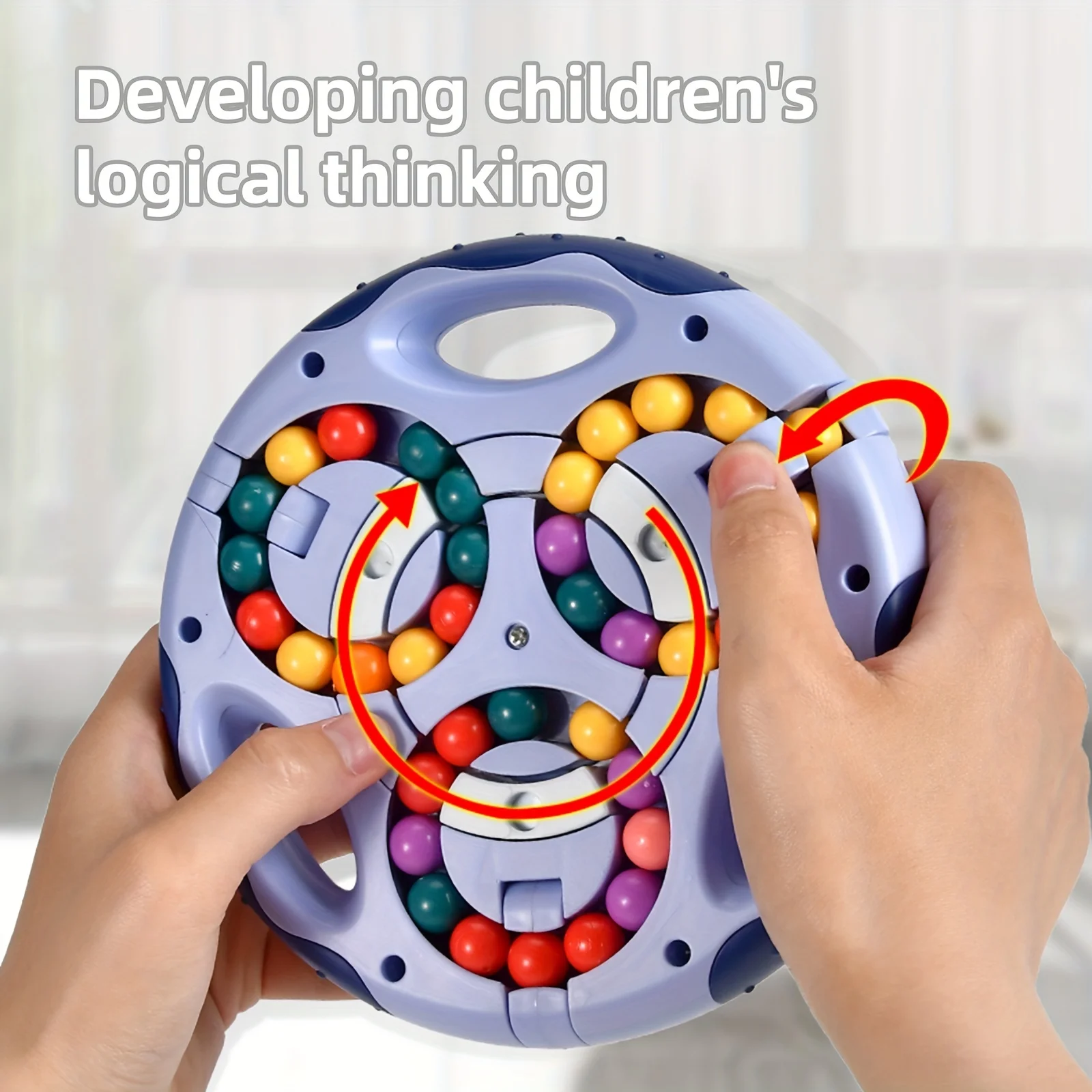 Magic Bean Rotating Cube Rotating Finger Puzzle Fidget Toy Boys Handheld Spinner Stress Anxiety Relief Ball Game Sensory Toys