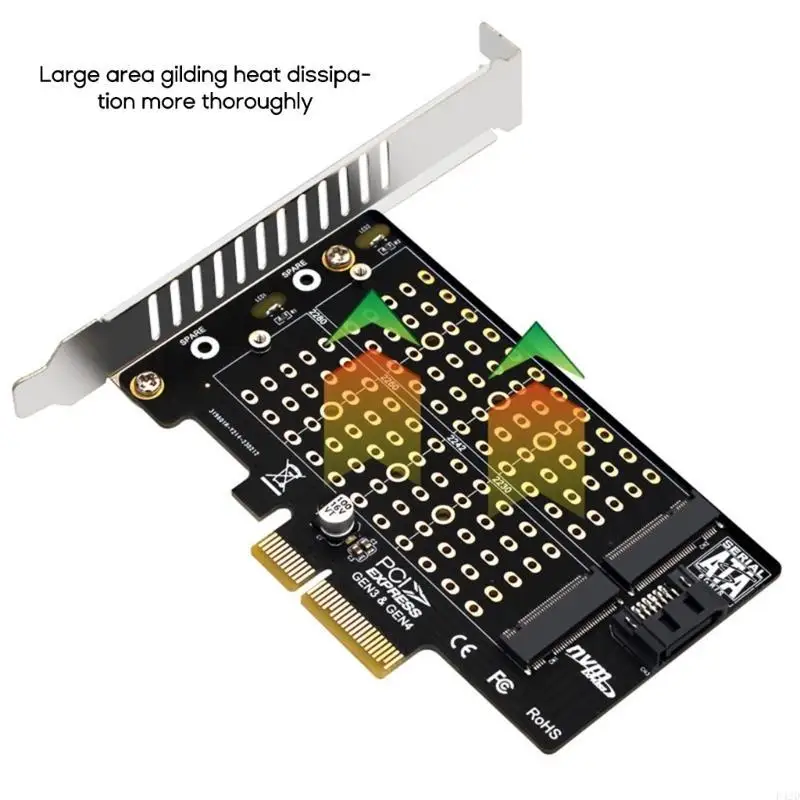 

F42D PCIE to M.2 Adapter M.2 SSD to PCIEX4 X16 Expansion Card PCIE Dual-Bay Expansion Card