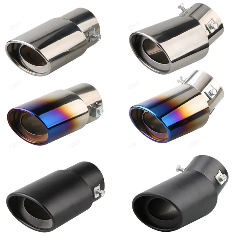 Universal Car Exhaust Tip Round Stainless Steel Muffler Tip Tail Trim Chrome Auto Exhaust Pipe Nozzle Inlet 60mm Exhaust Muffler