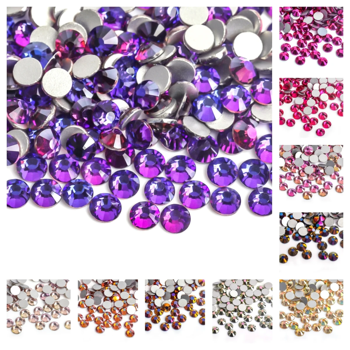 New Purple Velvet Super Bright SS3~SS30 Crystal Non Hotfix Nail Art Rhinestone Glass Strass 3D Nail Art Decoration Garment