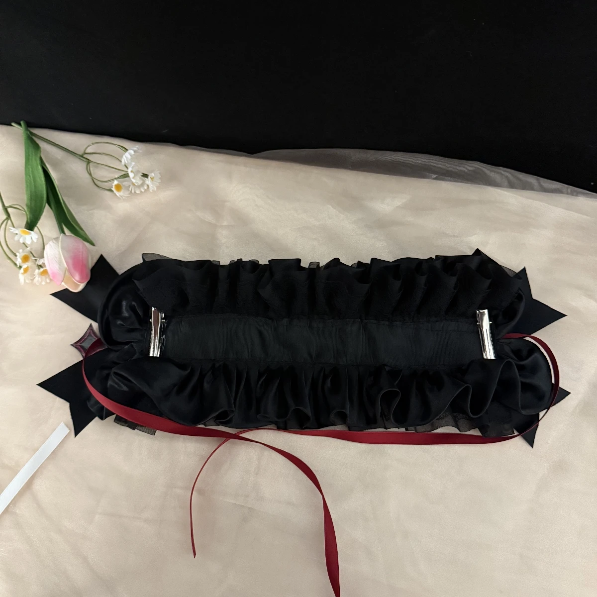 هالوين القوطية نمط رباط شعر النساء الفتيات لوليتا رائع الصليب المشابك مقوس دانتيل عقال