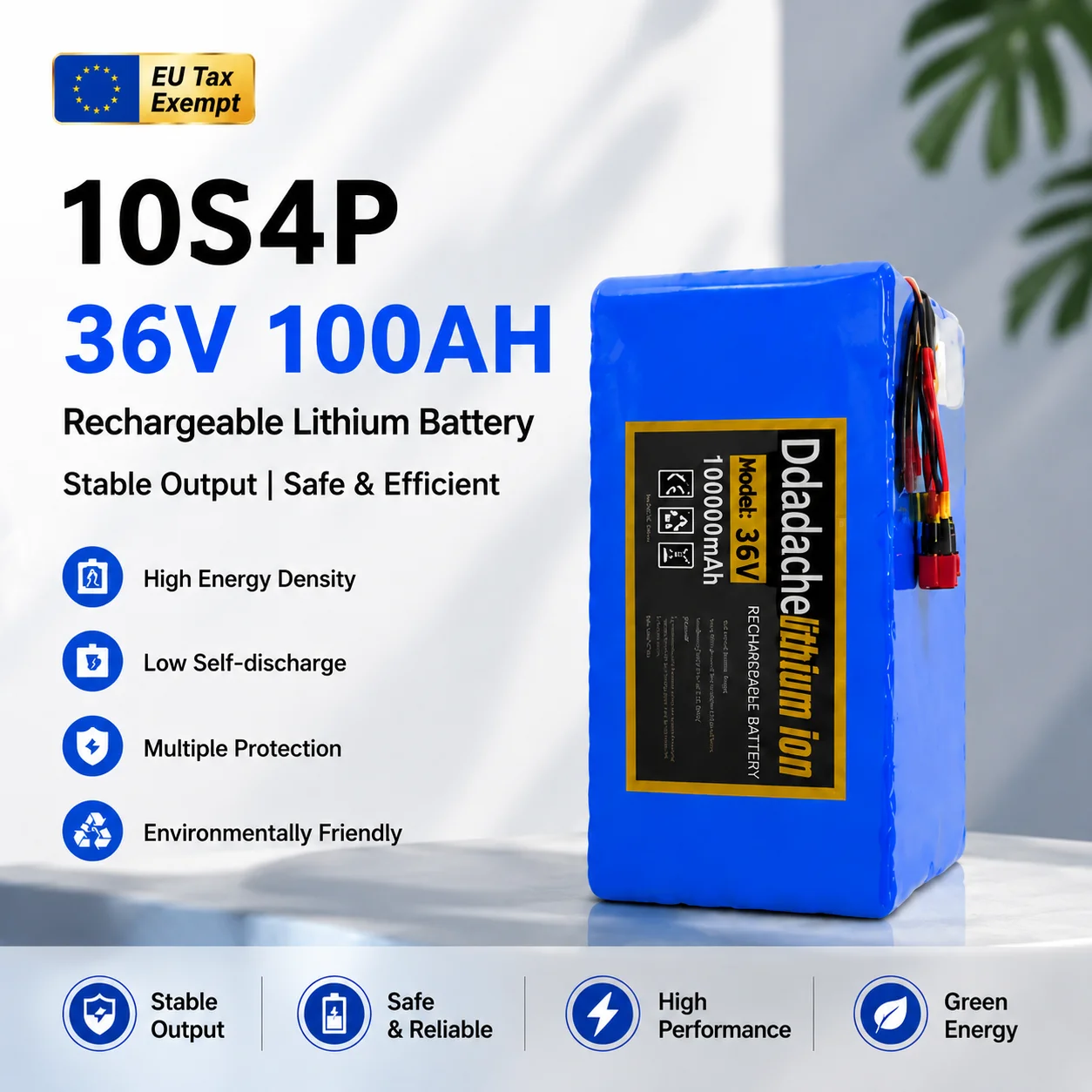 Premium Klasse A 36V 100Ah Lithium-Ionen-Akku-Pack 10S4P 1000W DC-Ausgang mit BMS für Elektro-Mountainbike und Roller