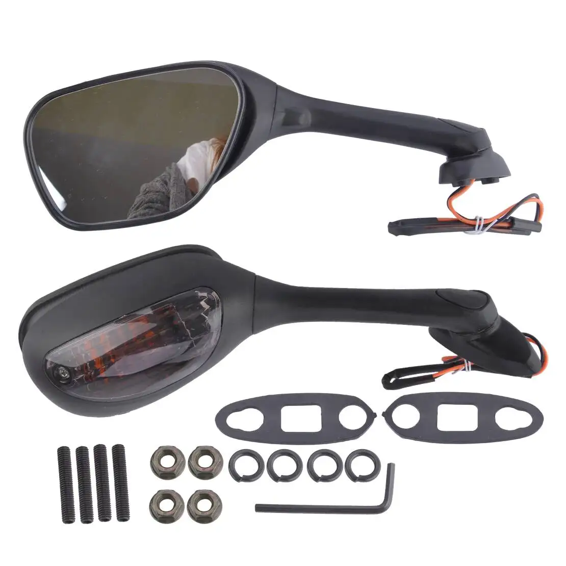 1 Pair Smoked Black Lens Rearview Mirror With Turn Signal Light Fit For Suzuki GSXR600 GSXR750 GSXR1000