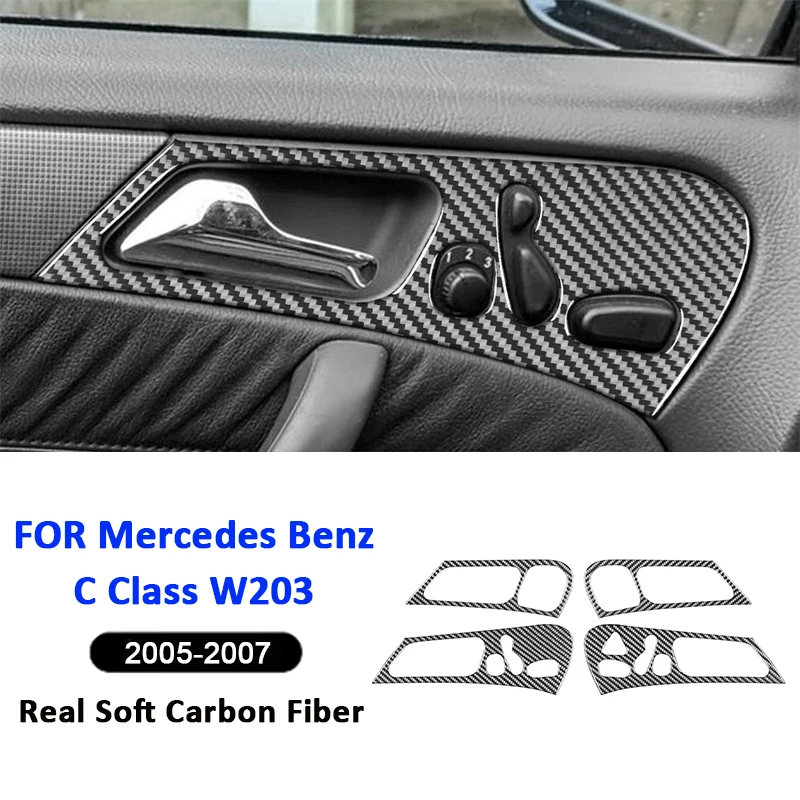 

For Mercedes Benz C Class W203 2005-2007 Carbon Fiber Car Door Pull Handle Panel Frame Decorative Modification Interior Sticker